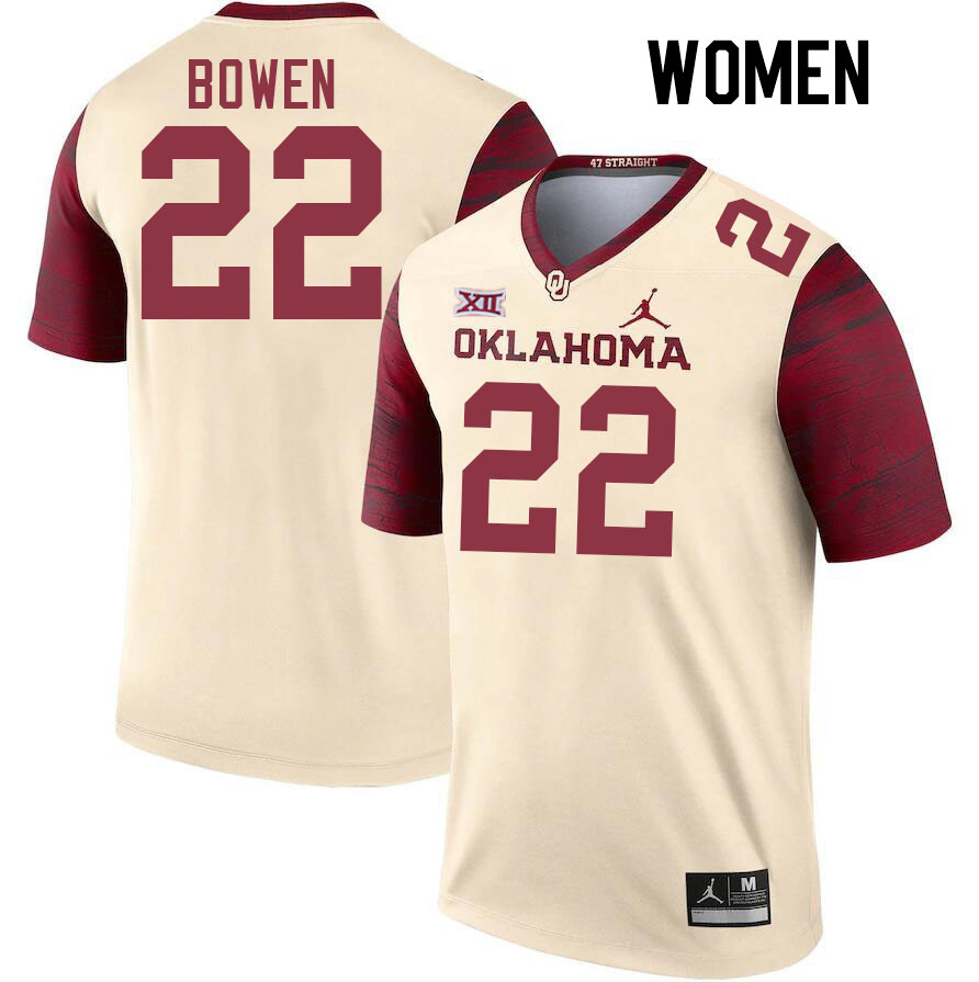 Women #22 Peyton Bowen Oklahoma Sooners College Football Jerseys Stitched-Cream